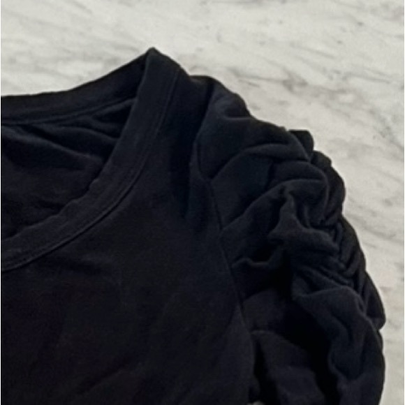 Free People We the Free Long Sleeve Puff Shoulder Scoop Neck Top in Black Small - Picture 3 of 4